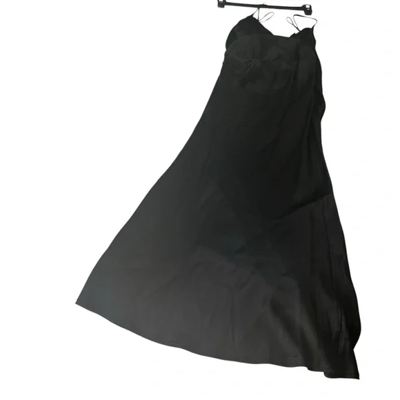 ZARA Black Cocktail Dress/Satin Slip dress / Size: US Small / High Side Slit/ - Picture 4 of 4